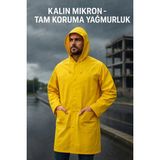 Toptancı Amca Pvc Kalın Yağmurluk Kapüşonlu 0.32 Mikron Kalınlık Fermuarlı Çıtçıtlı Su Geçirmez Iş Tipi Yağmurluk - 2XL - Sarı