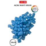 toptanetkinlikboyama 100 Gram Açık Mavi Rengi Mozaik Taş – 10X10 mm | Mozaik Atölye Seti | Cam Mozaik