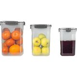 Toptanfoni 3'lü Kare Sızdırmaz Kapaklı Erzak Saklama Kabı Seti 0,750ML - 1250 Lt - 2100 Lt - Şeffaf - 2,1 lt