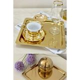 Toptanfoni Paslanmaz Çelik Gold Renk Sunum Tepsisi 21 X 21 Cm Çay Kahve Pasta Tatlı Servis Sunum Tepsisi 1 Adet