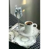 Toptanfoni Paslanmaz Çelik Gümüş Renk Sunum Tepsisi 21 X21 Cm Çay Kahve Pasta Tatlı Servis Sunum Tepsisi 1 Ade PRA-9986175-8824