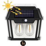 Toptanhane Güneş Enerjili Hareket Sensörlü Çift Ampul Solar LED Dış Mekan Bahçe Lambası ABS Malzeme Su Geçirmez - Sarı Işık