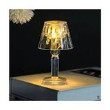 Toptanhane Küçük Boy Kristal Elmas LED Masa Lambası Pilli 12 cm Mini Şeffaf Abajur - Sarı