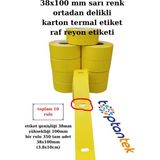 Toptantek 38X100 Mmbarkod Etiket Sarı Renk Karton Termal Etiket Toplam 10 Rulo