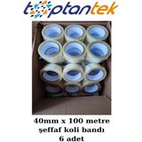 Toptantek Koli Bandı 45X100 Metre Şeffaf Hotmelt Koli Bandı 6 Adet
