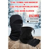 Toptantekstilcim 3'LÜ TERMAL MASKE POLAR BOYUNLUK KESİK ELDİVEN 2Lİ