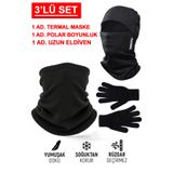 Toptantekstilcim 3'LÜ TERMAL MOTORCU MASKE BOYUNLUK ELDİVEN