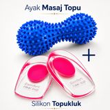 Topuk Dikenine Ağrılarına Özel SET - Silikon Topukluk Tabanlık Topuk Dikeni Tabanlık ve Ayak Doku Masaj Aleti Silindiri (35-40)