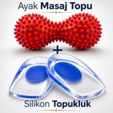Topuk Dikenine Ağrılarına Özel SET - Silikon Topukluk Tabanlık Topuk Dikeni Tabanlık ve Ayak Doku Masaj Aleti Silindiri (40-46)