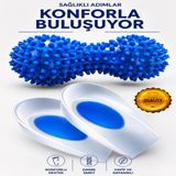 Topuk Dikenine Özel Set - Silikon Tabanlık Topukluk ve Dikenli Ayak Masaj Topu Silindiri Roller Kırmed