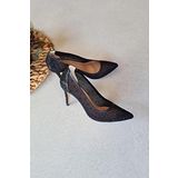 Topukla 036 4268 Siyah Taşlı 8 cm Kadın Abiye Ayakkabı
