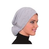 TOPUZLU AÇIK GRİ HAZIR TÜRBAN TESETTÜR BONE