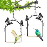TopWoot Sinekkuşu salıncağı 2'li paket çekici sinek kuşu tüneği, paslanmaya dayanıklı metal çerçeve, ahşap dübel ve asma zincir, vahşi kuyruk ve Orioles kuş dış mekan için
