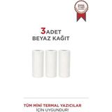 Torima Beyaz 1 Paket (3 Adet) Termal Rulo Kağıt Mini Yazıcılar İçin Uyumlu Sarf Malzemesi