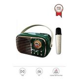 Torima Bluetooth Hoparlör Nostaljik Radyo Mikrofonlu Rgb Işıklı TWS USB TF Speaker BTS-1956 Yeşil