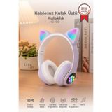 Torima Bluetooth Kulaklık Kulak Üstü Kedi Tasarımlı Kablosuz Kulaklık HD90 Mor