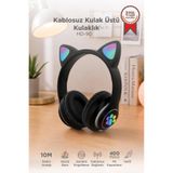 Torima Bluetooth Kulaklık Kulak Üstü Kedi Tasarımlı Kablosuz Kulaklık HD90 Siyah