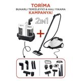 Torima Buharlı Temizleyici Halı ve Koltuk Yıkama Cam Zemin Mutfak Temizleme Buhar Makinesi V22B+CB08C