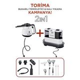 Torima Buharlı Temizleyici Halı ve Koltuk Yıkama Cam Zemin Mutfak Temizlme Buhar Makinesi CX002B+CB902A - Beyaz