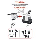 Torima Buharlı Temizleyici Halı ve Koltuk Yıkama Cam Zemin Mutfak Temizlme Buhar Makinesi V22B+CB902A
