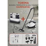 Torima CX-002B Beyaz Halı ve Koltuk Yıkama Makinesi + CB-08C Çok Fonksiyonlu Buharlı Temizleyici