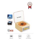 Torima D61 Sarı Mini Nostalji Plak Görünüm Dekor Waves Bluetooth Işıklı Müzik Çalar Saat Tf Kart Aux Özellikli