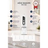 Torima Dijital Ekranlı Şarjlı Ağız Duşu 2 Modlu Taşınabilir Ağız Bakım Cihazı OC02 Beyaz