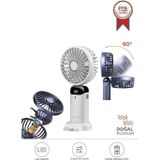 Torima F-19 Beyaz Dijital Ekranlı Şarjlı 90 Derece Ayarlanabilir Başlıklı Mini Masa Fan Vantilatör