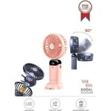 Torima F-19 Pembe Dijital Ekranlı Şarjlı 90 Derece Ayarlanabilir Başlıklı Mini Masa Fan Vantilatör