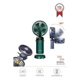 Torima F-19 Yeşil Dijital Ekranlı Şarjlı 90 Derece Ayarlanabilir Başlıklı Mini Masa Fan Vantilatör