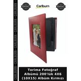 Torima Fotoğraf Albümü 200'Lük 4X6 (10X15) Albüm Kırmızı Anı Saklama Hatıra Defteri Kare Model
