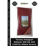 Torima Fotoğraf Albümü 300'Lük 4X6 (10X15) Albüm Kırmızı Resim Arşivi Kare Motifli Anı Saklama