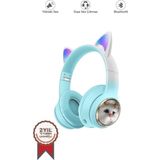 Torima HD11 Mavi Sevimli Kedi Karükatür Kulak Led Işıklı 5.3 Bluetooth Kulak Üstü Kulaklık