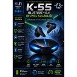 Torima K55 Bluetooth 5.4 True Wireless Oyuncu Kulaklığı Hi-Fi Stereo Mikrofonlu Gaming Earbuds