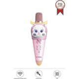 Torima KIDMIC02 Pembe Kedi Figürlü Şarjlı Bt Karaoke Mikrofon ve Hoparlör 5W Kablosuz Mikrofon - 10 cm