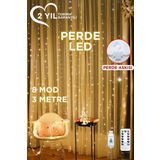 Torima LW-7 300 Ledli 10 Sarkıt Perde Led Işık, 8 Modlu Uzaktan Kumandalı, 3x3 Metre Peri Telli Led