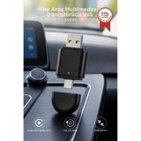 Torima Mini Araç Multimedya Dönüştürücü Adaptör Usb Type-C Uyumlu 2IN1 Kablosuz Carplay TAB06