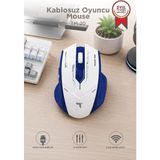 Torima Mouse Çift Modlu Sessiz Kablosuz Oyuncu Fare TM20 Beyaz Mavi - Beyaz - Mavi