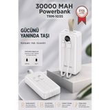 Torima Powerbank Dijital Göstergeli 2 Çıkışlı 30.000 Mah Taşınabilir Hızlı Şarj Aleti TRM1035 Beyaz