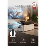 Torima Projeksiyon Cihazı Taşınabilir Ev Sineması 8K 4K 1080P BT 5.4 Android Akıllı Projektör HY450 Beyaz