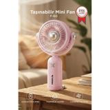 Torima Şarjlı El Vantilatörü Hareketli Başlıklı 3 Kademeli Mini Taşınabilir Masa Fanı F60 Pembe