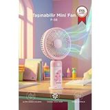 Torima Şarjlı El Vantilatörü Masaüstü Stantlı 3 Kademeli Taşınabilir Mini Fan F56 Pembe