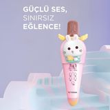 TORİMA Torima Kidmic-03 Rabbit Wıreless Karaoke Mikrofon Ses Değiştirilebilir Efektleri Pembe