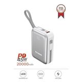 Torima Trm-1018 Beyaz 10000 Mah Type-C Giriş + Lightning + Usb Taşınabilir 45 W Hızlı Şarj Dijital Göstergeli Powerbank