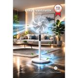 Torima Vantilatör 7 Pervaneli 3 Kademeli Kumandalı Dijital Ekranlı Ayaklı 16 Inc 60W Fan SF02 Beyaz