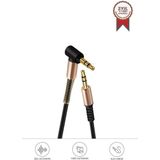 Torima XF-09 Siyah Altın Uçlu Araç Müzik Ses Kablosu Stereo Aux Akordiyon Kablo 3.5mm