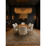 Torino Gold Serisi 6 Kişilik 90*168 Oval Ceviz Lake Panel Yemek Masası Takımı Modern Luxury - Krem