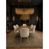 Torino Krom Serisi 6 Kişilik 90*168 Oval Ceviz Lake Panel Yemek Masası Takımı Modern Luxury - Krem