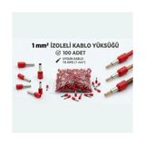 Tork 1 mm Izoleli Kablo Yüksüğü – 18 Awg – Kırmızı Renk – 100 Adet