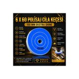 Torna Türk 6 x 60 x delik 20 - 22 mm delik mavi polisaj cila bezleri - polisaj cila keçesi ( 150 mm )